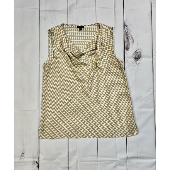 Talbots Tops - Talbots Silky Draped Neck Houndstooth Blouse Sz 8 Sleeveless Career